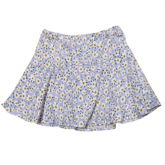 Zara Kids Size 9 Floral Purple and Daisy Flare Skirt Faux Tie Belt Easter Spring - Picture 2 of 6